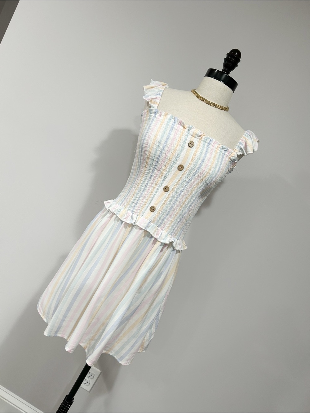 Ocean Drive Pastel Striped Ruffle Sundress
